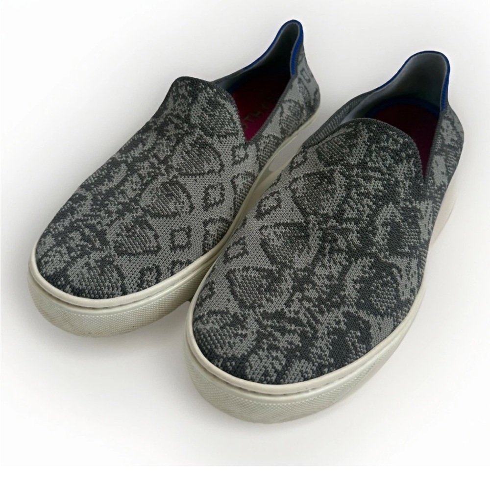 Rothy’s The Original Slip On Sneakers Shoes Grey Stone Snake Print Women’s Sz‎ 8 - Picture 3 of 9